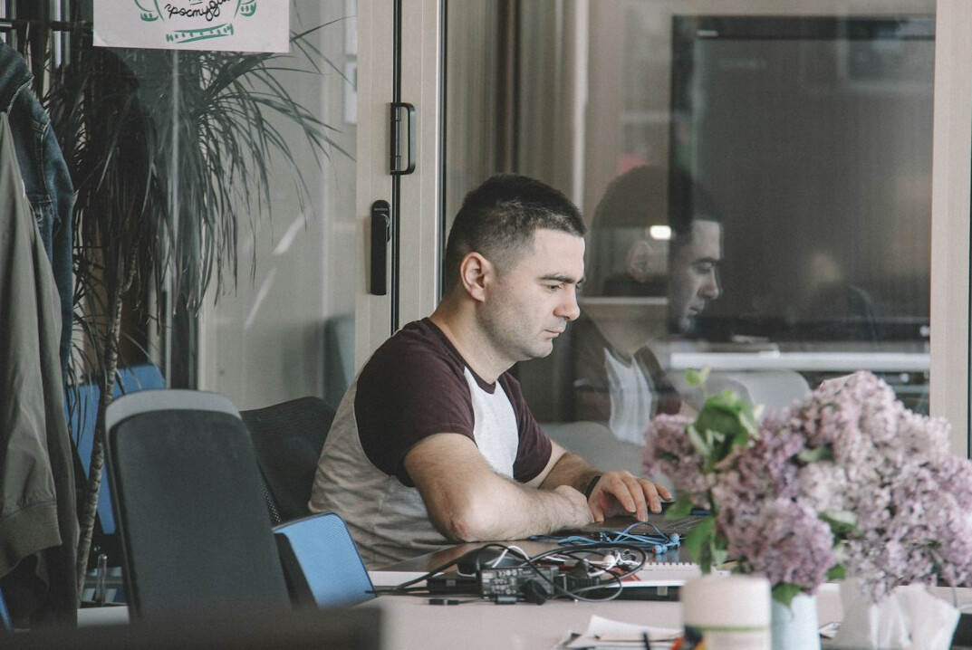 professional developer at desk